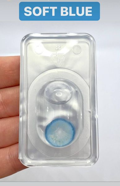 Кольорові контактні лінзи з діоптріями, Soft Blue PWR6 фото