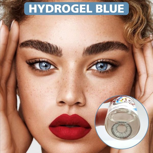 Цветные контактные линзы с диоптриями, Hydrogel Blue PWR22 фото