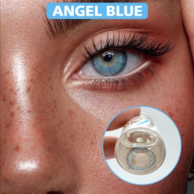 Цветные контактные линзы с диоптриями, Angel Blue PWR21 фото