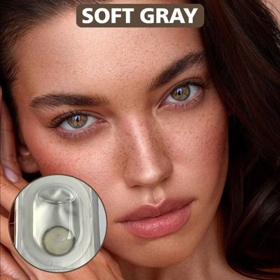 Цветные контактные линзы с диоптриями, Soft Gray PWR7 фото