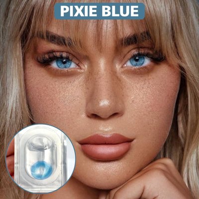 Цветные контактные линзы с диоптриями, Pixie Blue PWR11 фото
