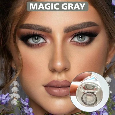 Цветные контактные линзы с диоптриями, Magic Gray PWR10 фото